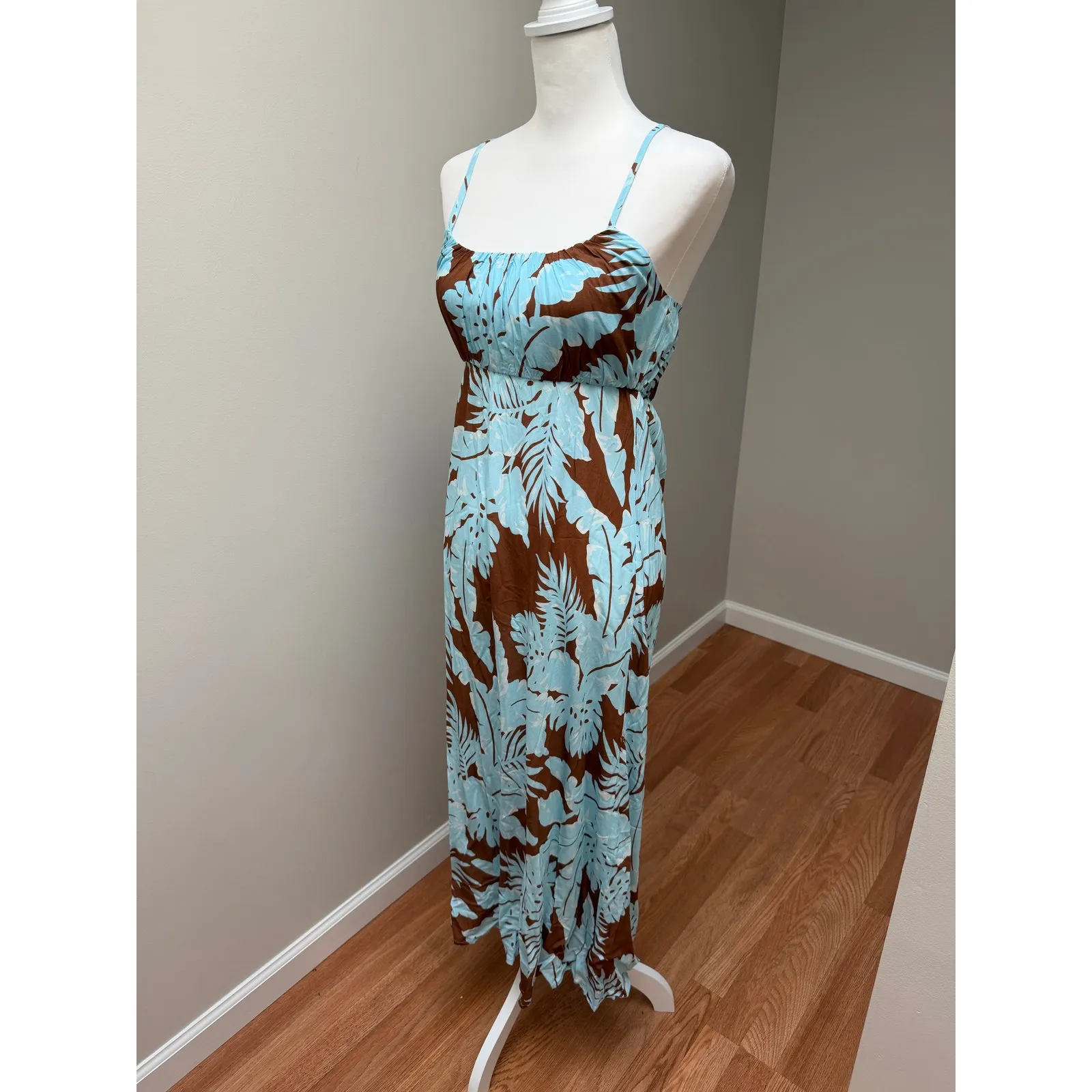 NEW NWT MINKPINK Tropical Tiki Sundress Womens Small Brown Blue Maxi Resort - Image 5