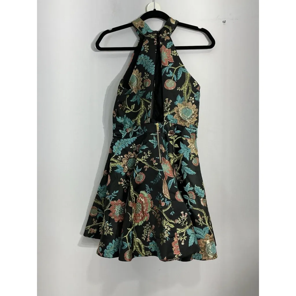 Womans Vava Voom M Black Multicolor Embroidered Floral Fit N Flare Mini Dress Size M - Image 2