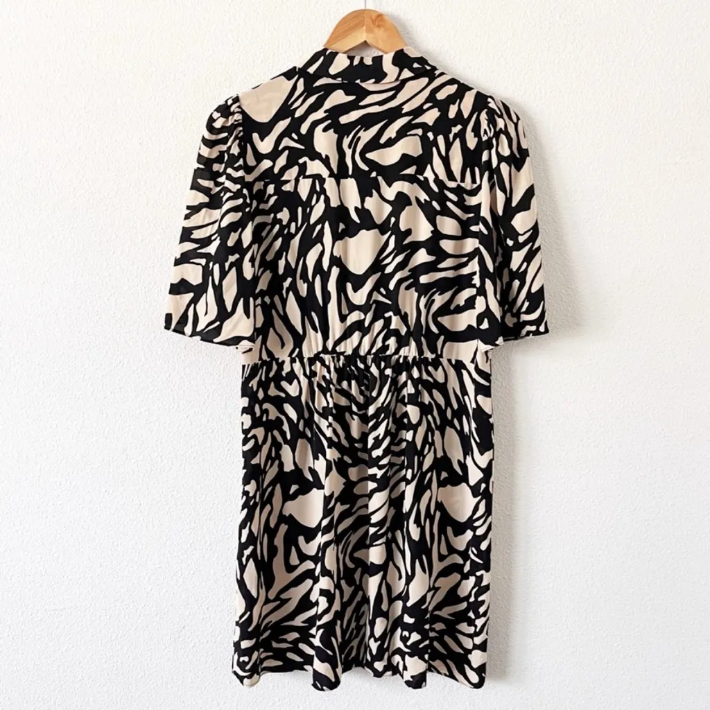 BA&SH Groove Graphic Print Shirt Dress in Black and Tan - Image 9
