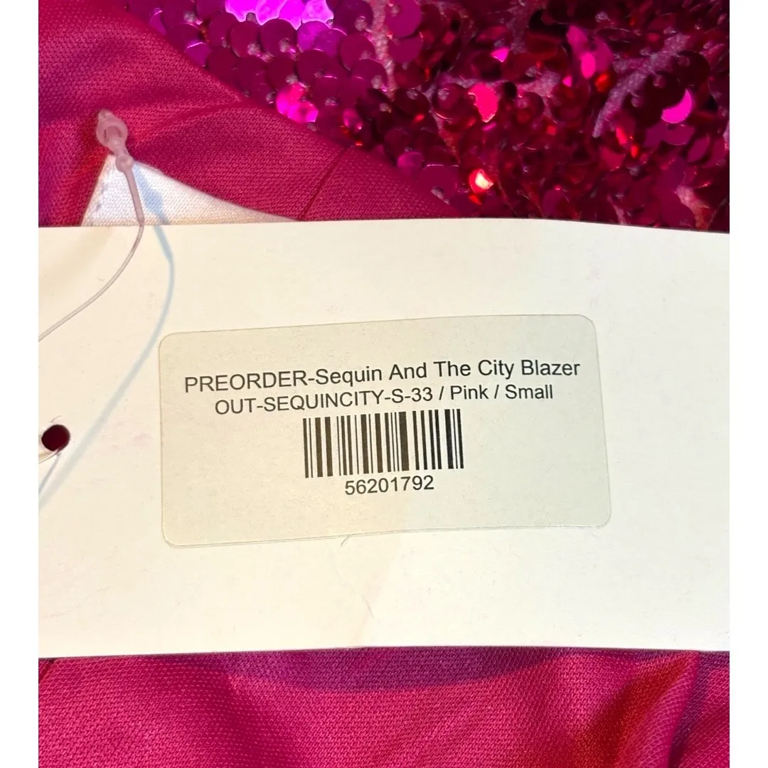 Jess Lea Sequin And The‎ City Blazer Pink Sparkly Jacket Women Size Small NWT - Image 7