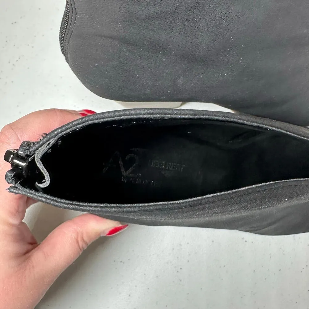 A2 by Aerosoles Women's Black Gravity Top Slit Heeled Boots Size 9 Tan Booties - Image 7