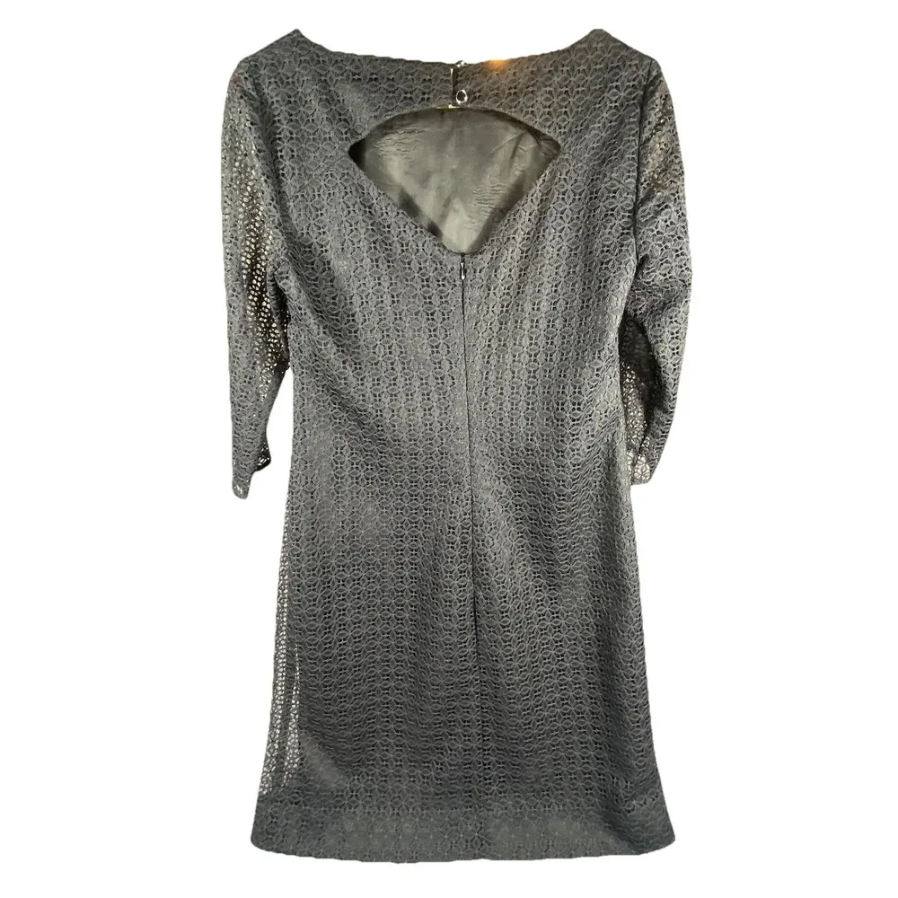 Trina Turk Dress Sz 8 Black Lace Knee Elegant Classic Cocktail Sophisticated USA - Image 2