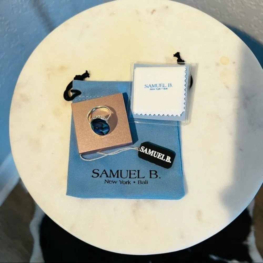 Samuel B. Sterling Silver‎ Bezel Set Abalone Balinese Oval Ring, Sizes 6, NWT Blue - Image 8