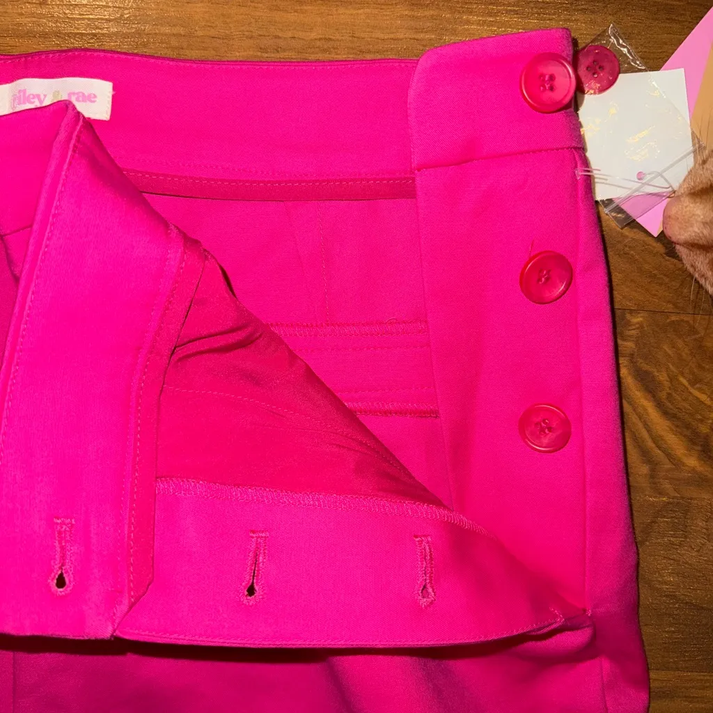 Riley & Rae women’s flat front hot Barbie pink dress pants straight SZ 10 NWT‎ - Image 4