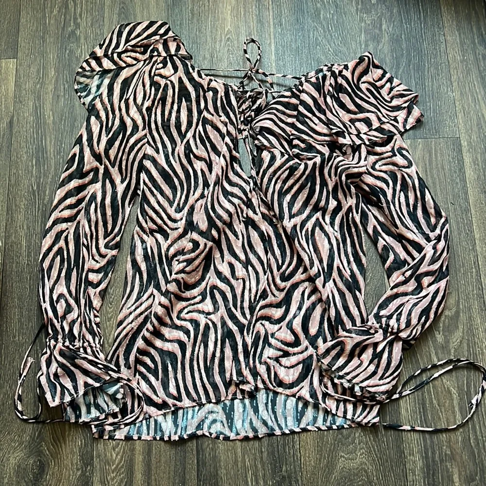 Revolve Lana Blouse in Natural Zebra DUNDAS x  - Image 2