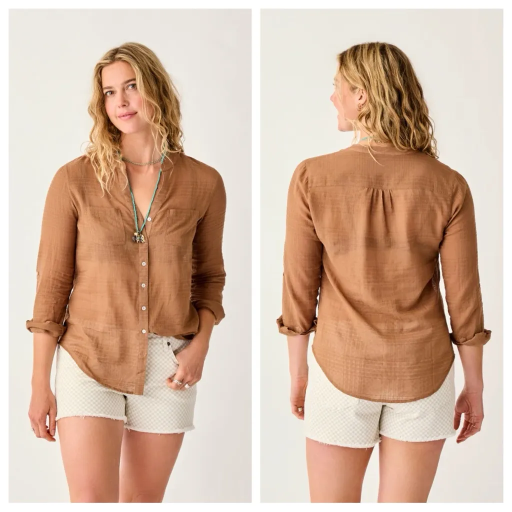 Carve Designs  Dylan Textured tunic Long Sleeve Rum Brown Size XL - Image 2