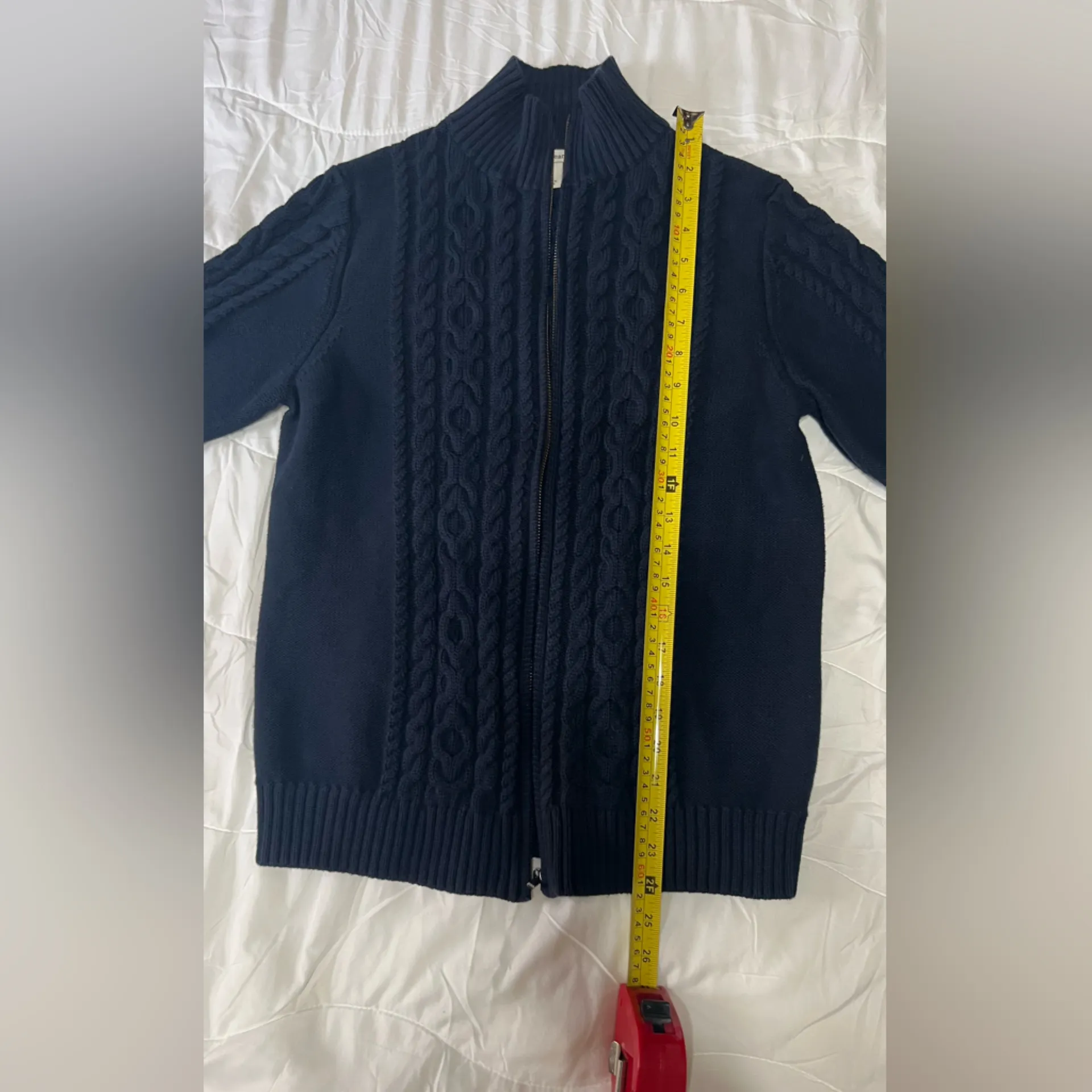 L.L. Bean Women’s Navy Blue Zip Up Sweater Size L - Image 8