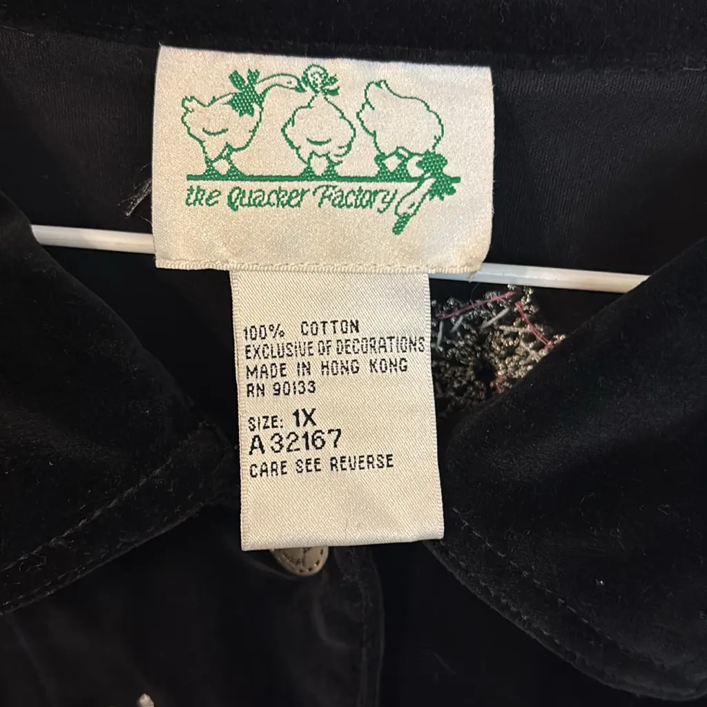 Quacker Factory Black Jean Jacket with Purple Embellishments Size 1X - Image 3