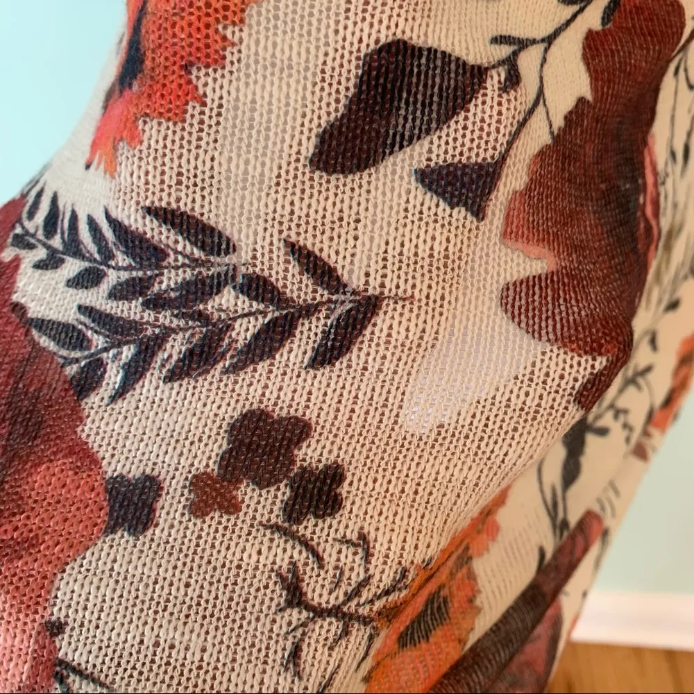 NWT Gaze Semi Sheer Mock Neck Floral Sweater XS - Image 6