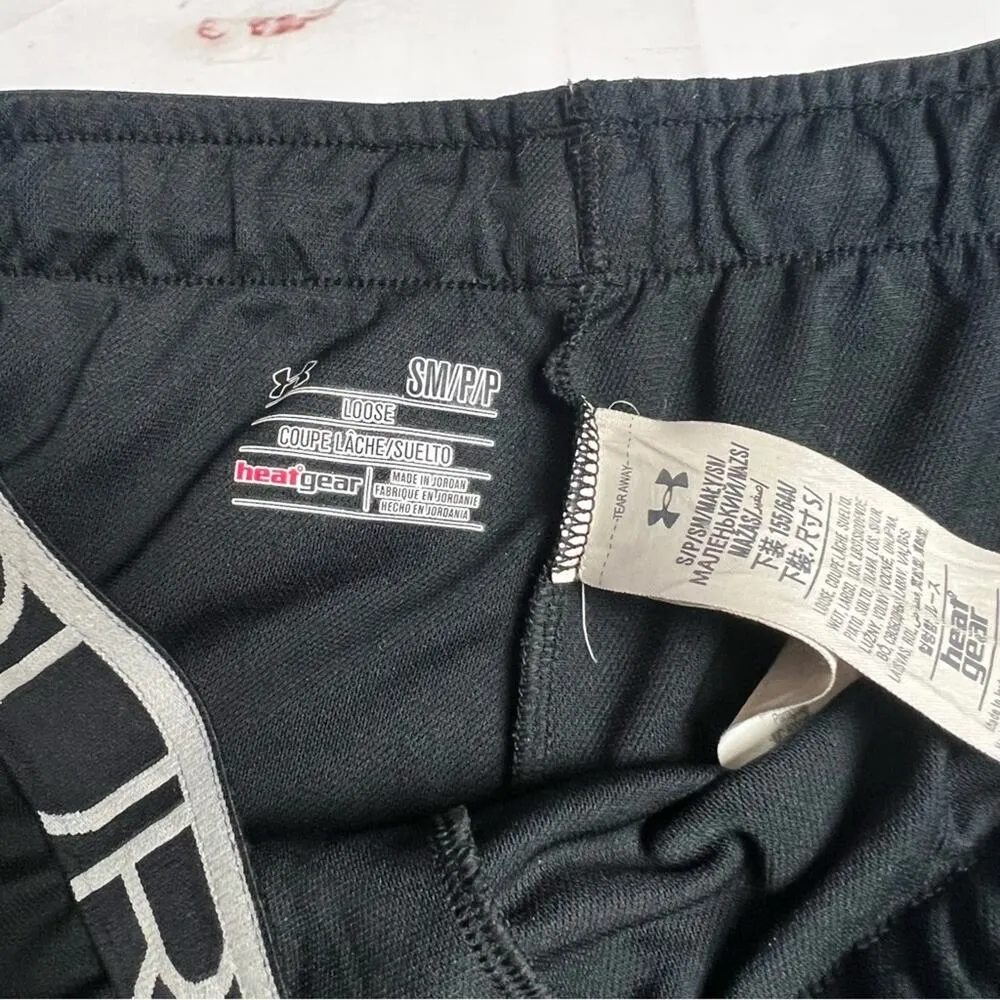 Under Armour Womens Sporty Athletic Black/White Logo Shorts Sz S - Image 5