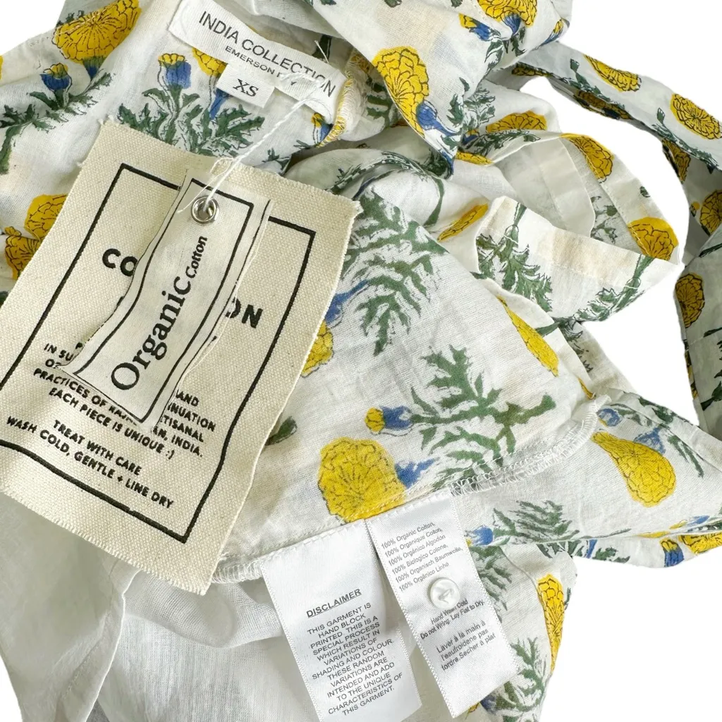 EMERSON FRY Basalie Mini Dress, Big Marigolds White Organic, XS - Image 13