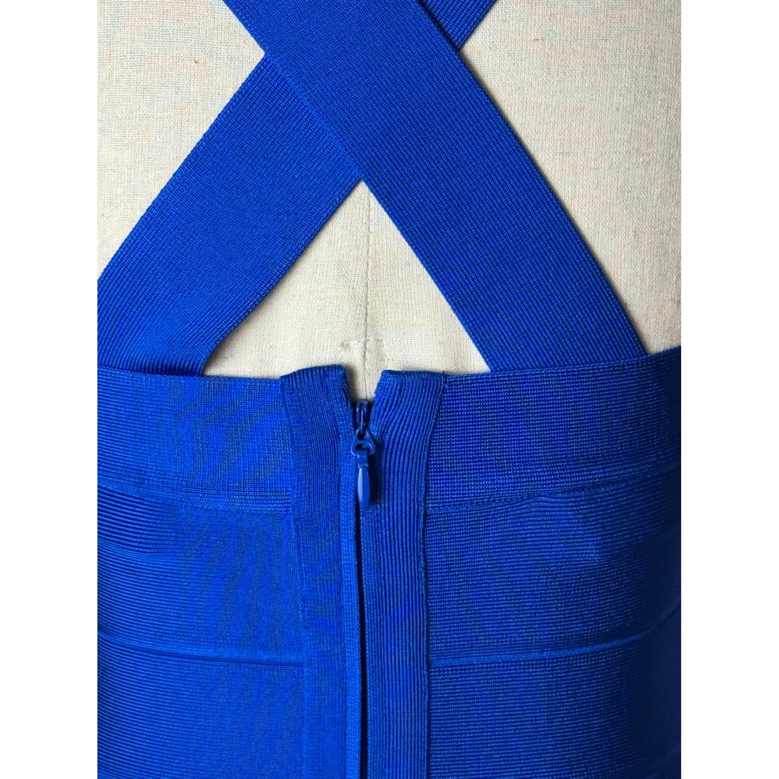 Herve Leger Dress Women Small Blue Sleeveless Bandage Bodycon Strappy Mini NWOT - Image 8