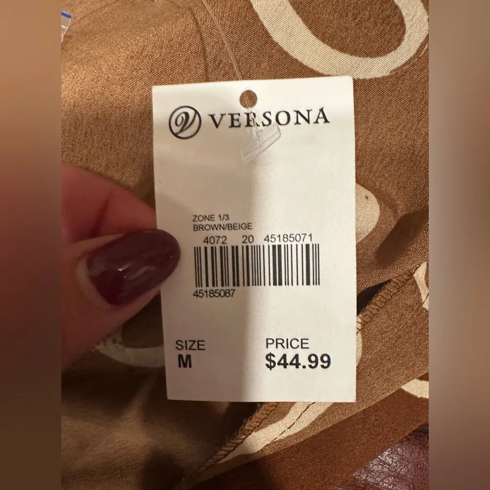 NWT TRULY 4 You Elegant Brown and White Midi Dress Size M - Image 12