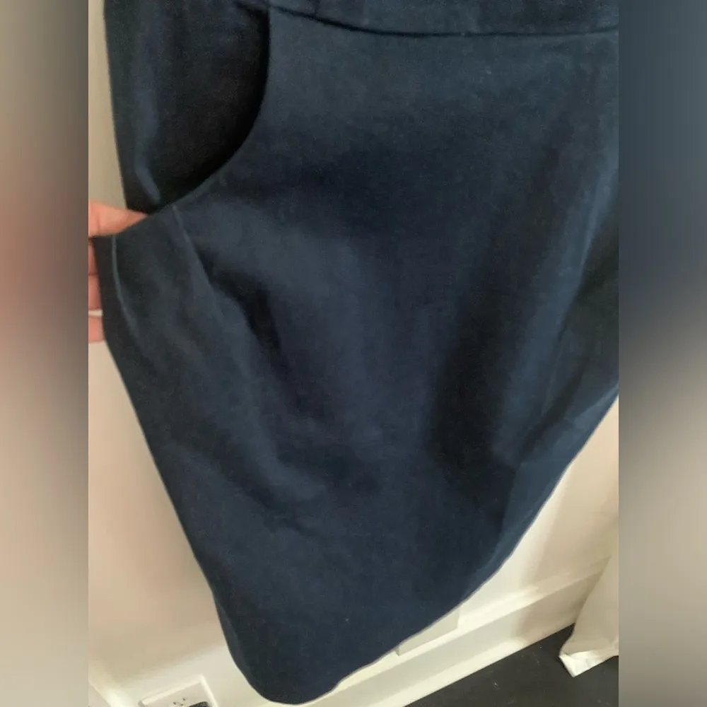 Nine West Deep Navy Blue Chambray Sheath Dress w/Pockets Sleeveless Women Sz 4 - Image 3