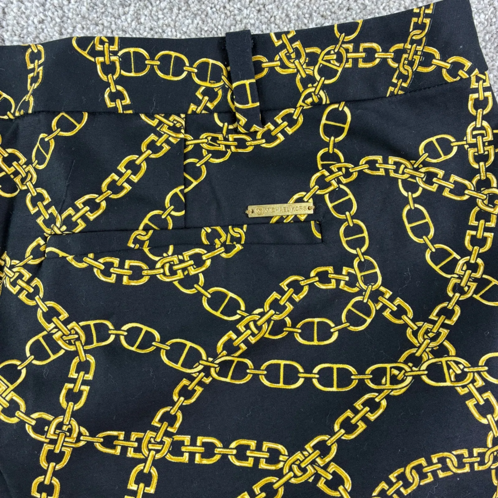 Michael Kors Womens 24W Black Gold Keegan Chain Print Miranda Slack Trouser Chic - Image 12