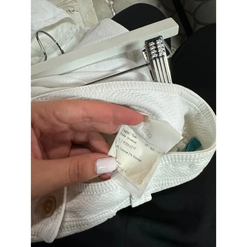 Piazza Sempione Long Sleeve Crop Jacket & Flare Pants Set White Women's 44 / M - Image 8