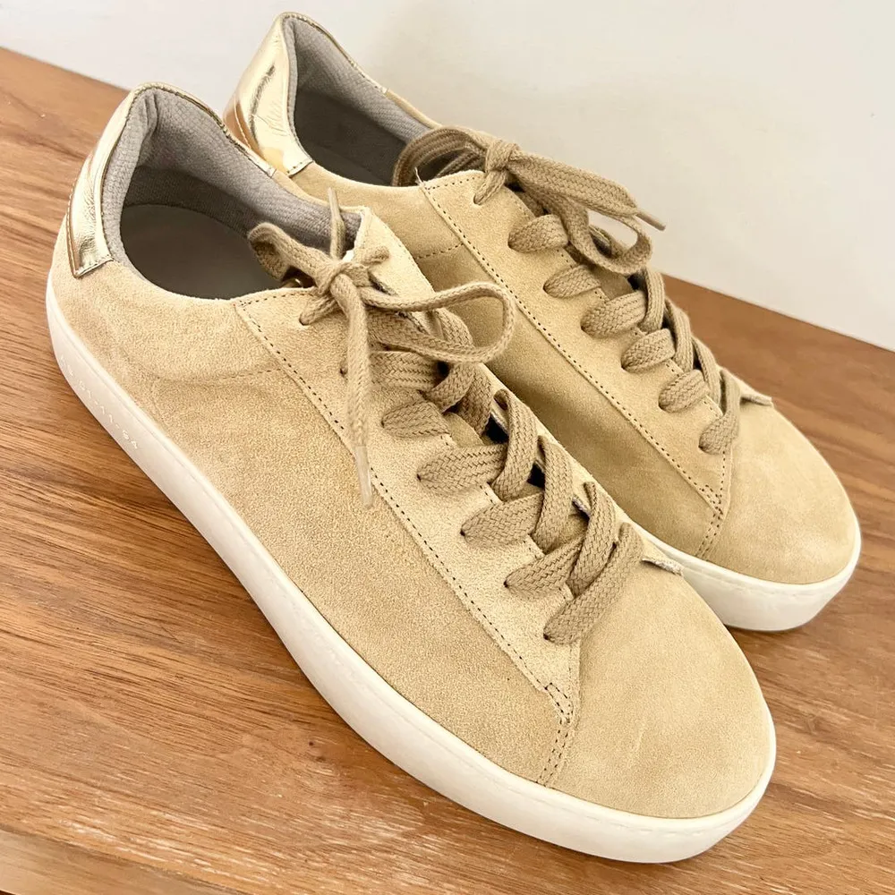 NWT AllSaints Shana Low Top Chunky Sole Suede Sneakers Oak Beige Women's US 11 - Image 6