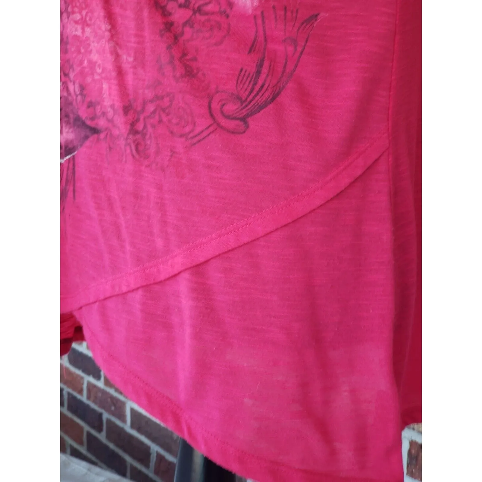 Faded Glory T-Shirt Pink Top with Flower Design - Size L 12-14 - Image 3