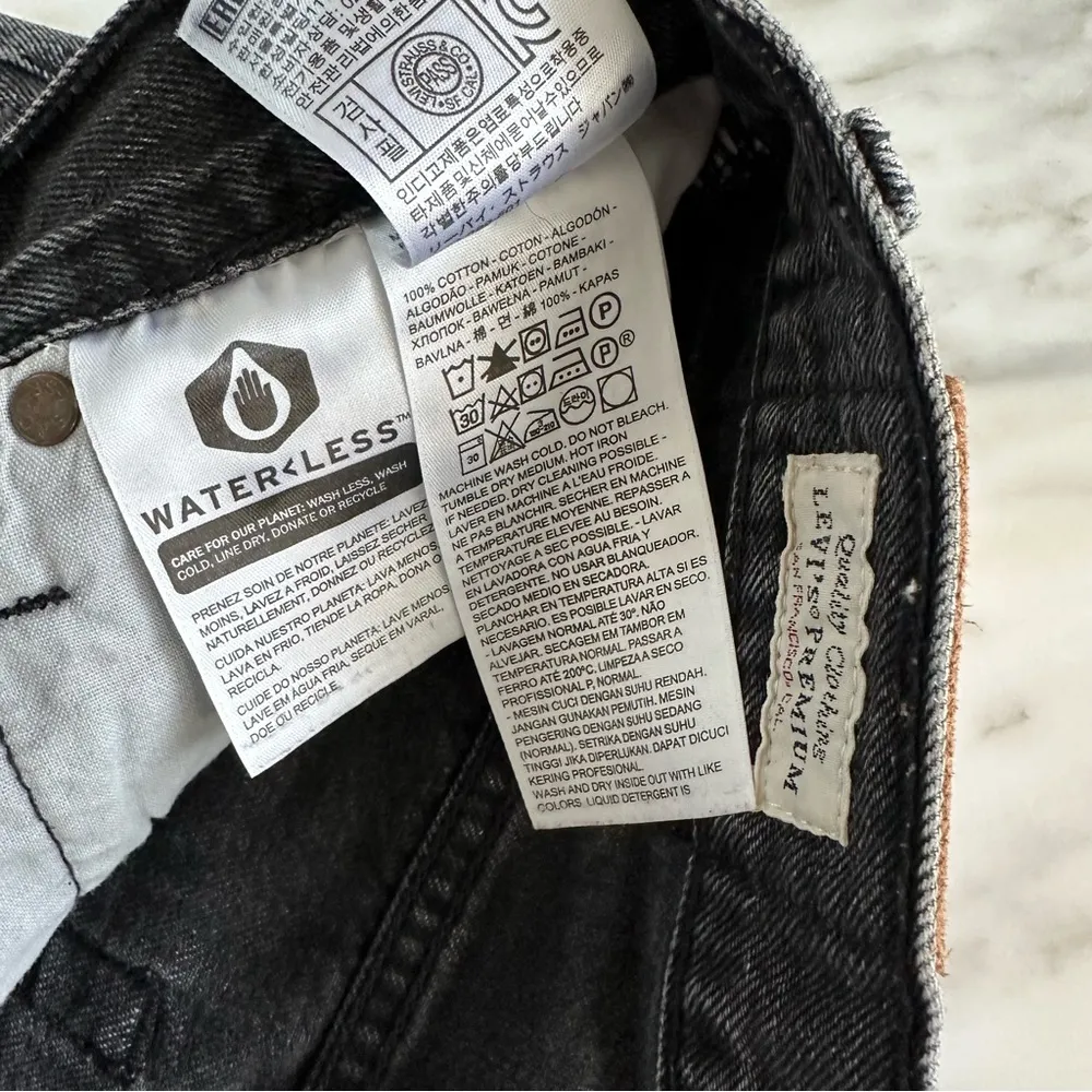Levi's 501 Button Fly Slashed Black Denim Shorts • Sz 25 - Image 7