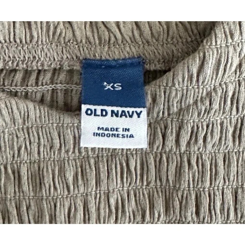 Old Navy Top Womens XS Khaki Babydoll Boho Peasant Y2K‎ Fairy Coquette - Image 4