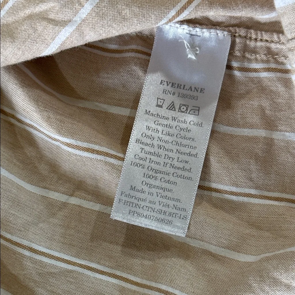 Everlane the silk Cotton way-short Light Beige Striped Shirt - Image 6