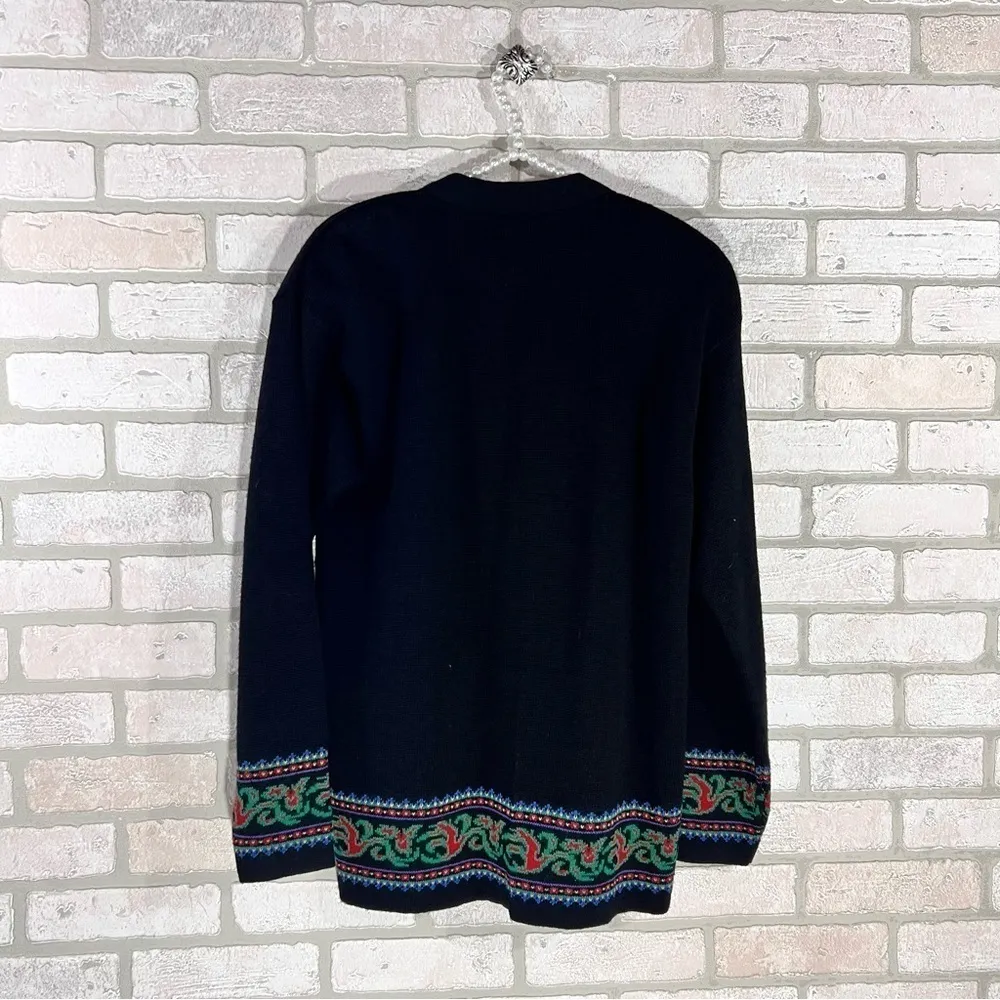 Pendleton Vintage Black Wool V Neck Button Front Cardigan Sweater Size S - Image 5