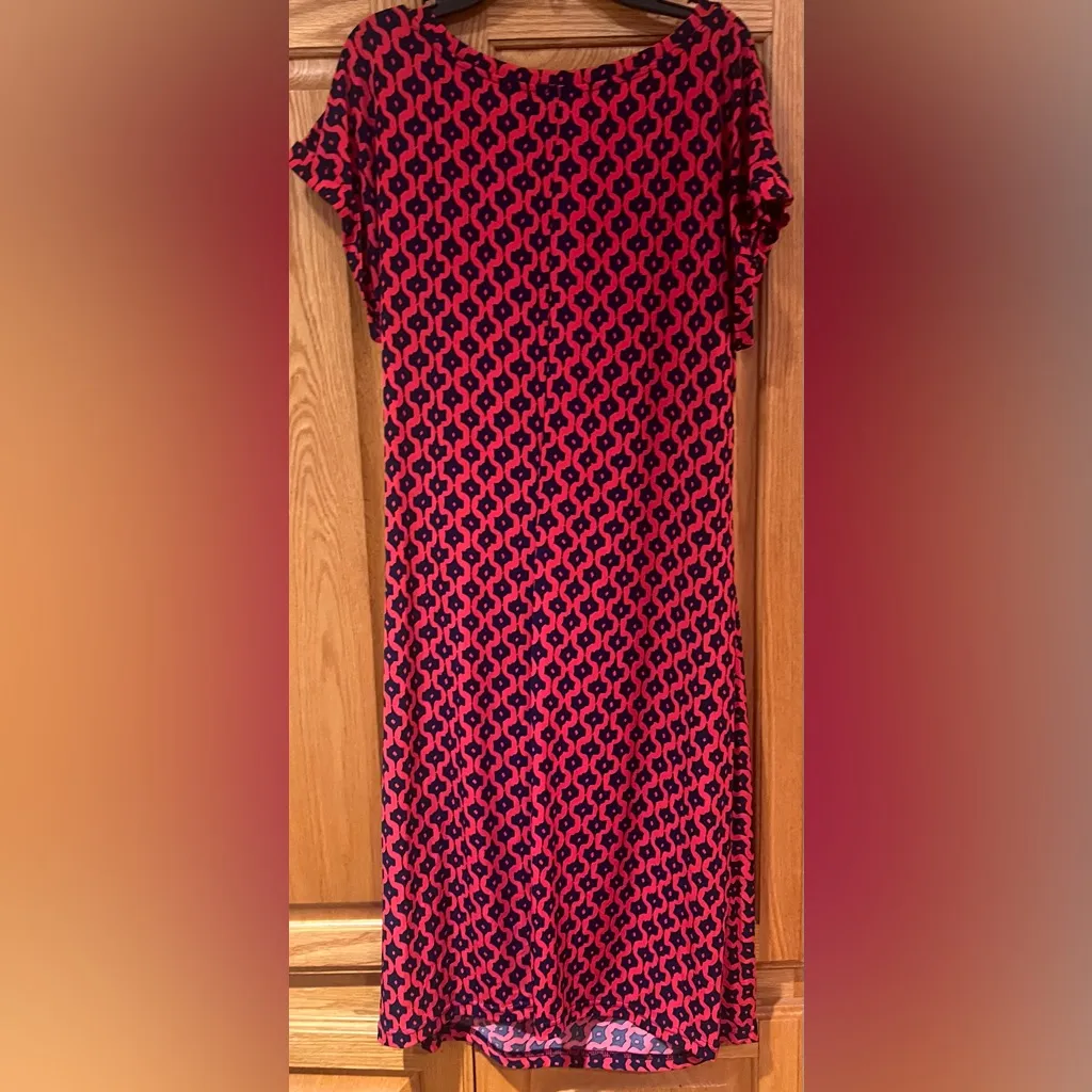 Banana Republic Factory Red Cap Sleeve Stretch Gathered‎ Waist Dress Size Large - Image 8