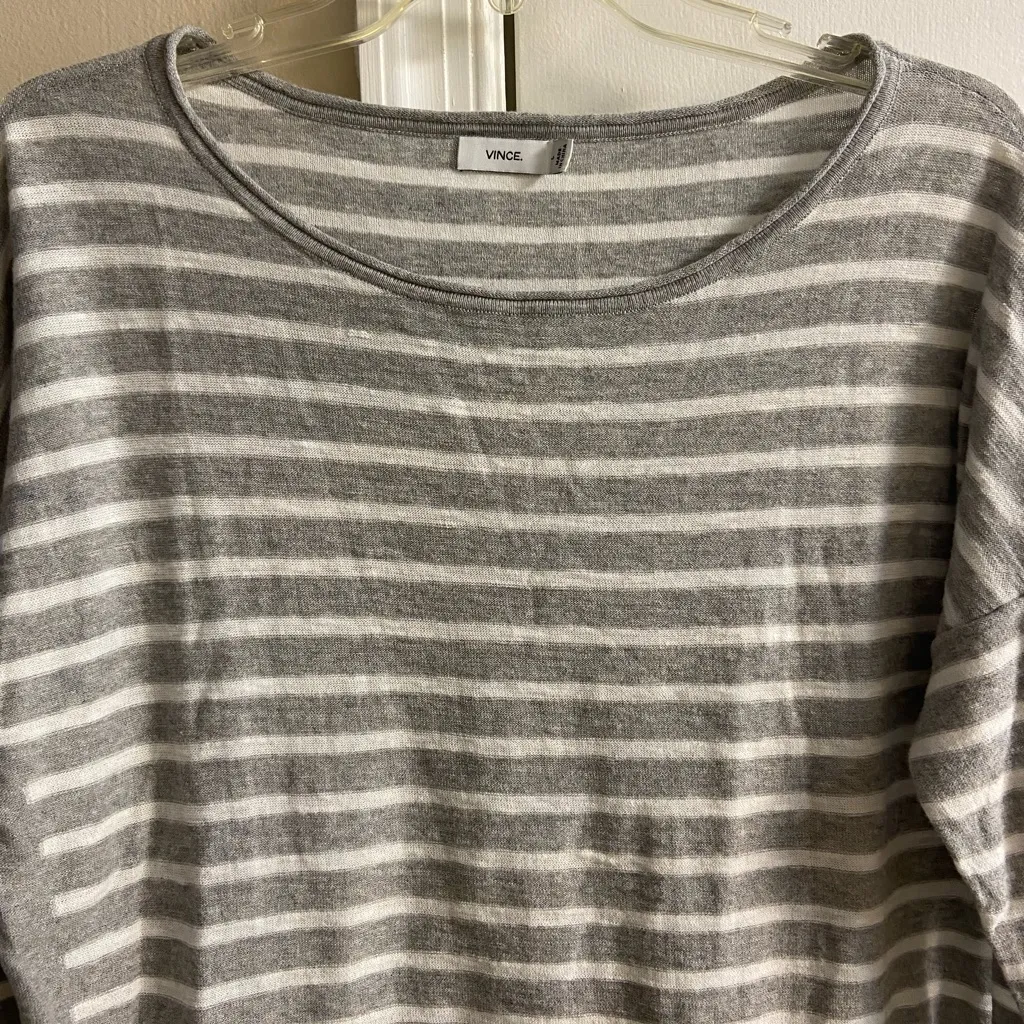 Vince striped colorblock slub sweater pullover crewneck Large - Image 4