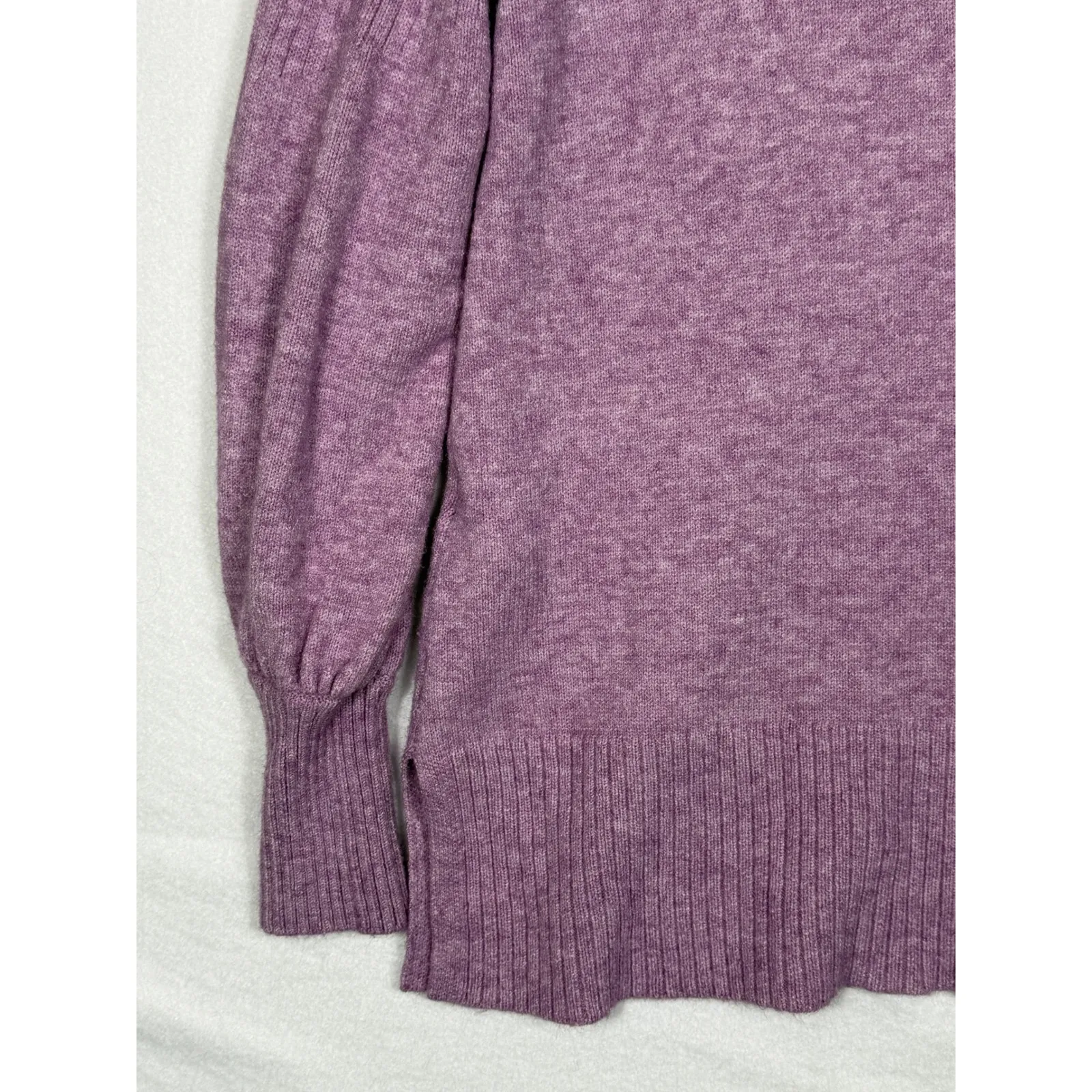 By Anthropologie Lavender Cowl Neck Ribbed Sleeve Sweater XS - Image 8
