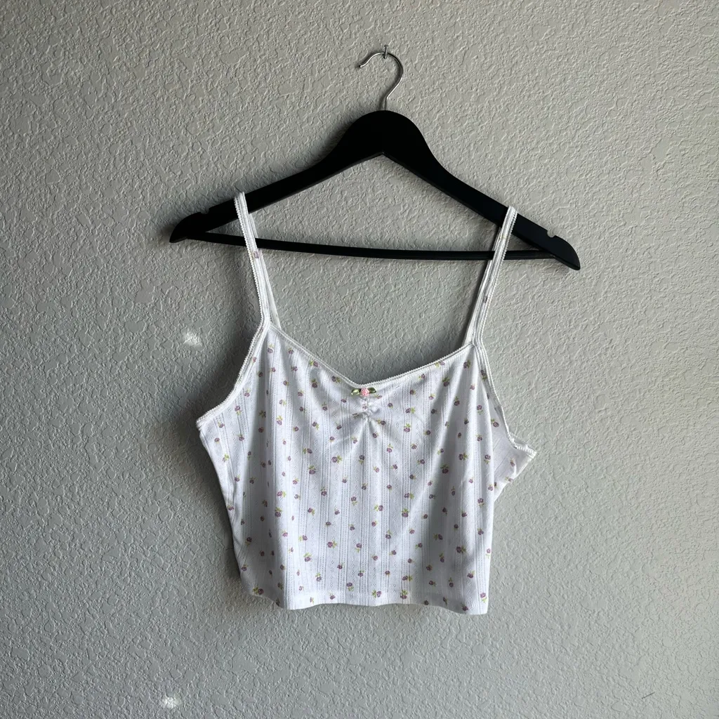 🤍Est. PAC 1980 Rosalind Cinched Pointelle Cami Tank Top - Image 3