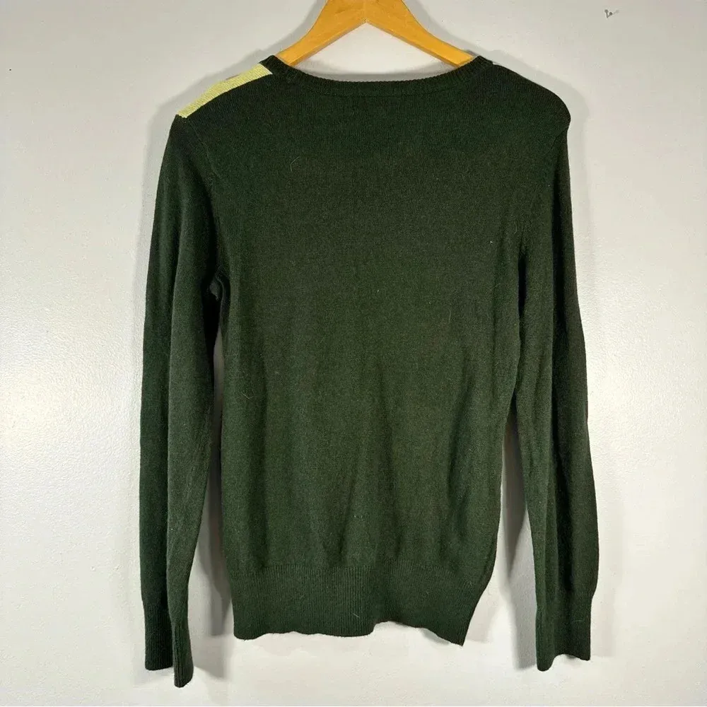 Merona  Y2K Knit Wool Blend Green Patterned Crew Neck Sweater Size Medium M - Image 4