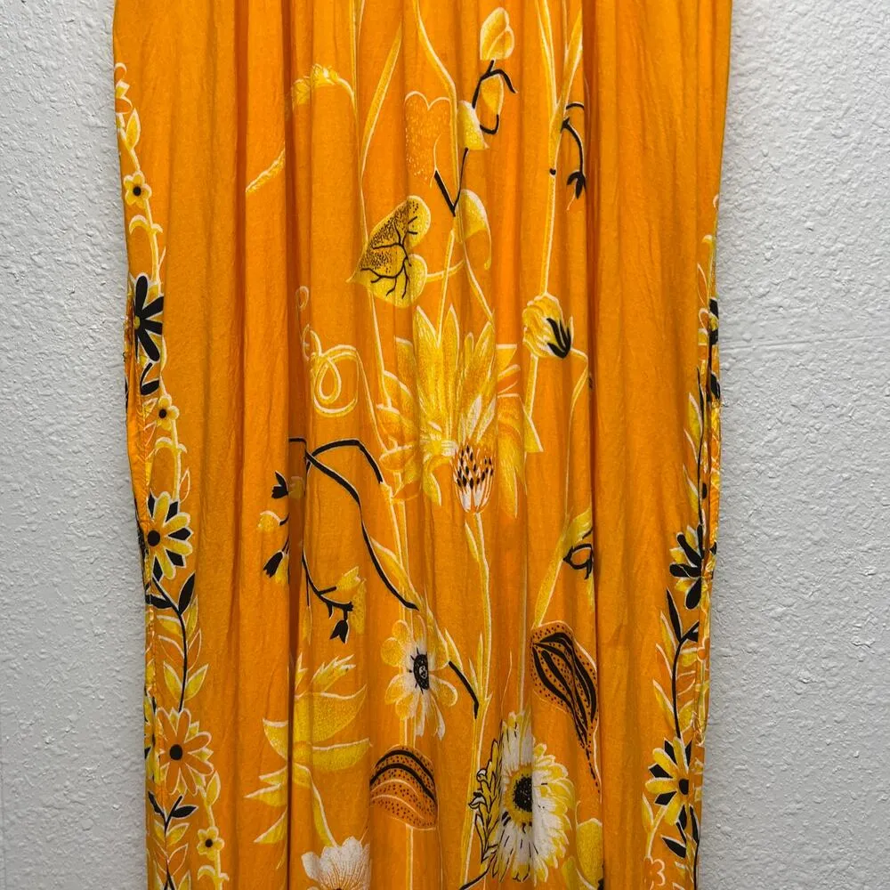 Womens Floral Gardencore Cottagecore Festival Vacation Cruise Beach Sun Dress M Yellow Size M - Image 8