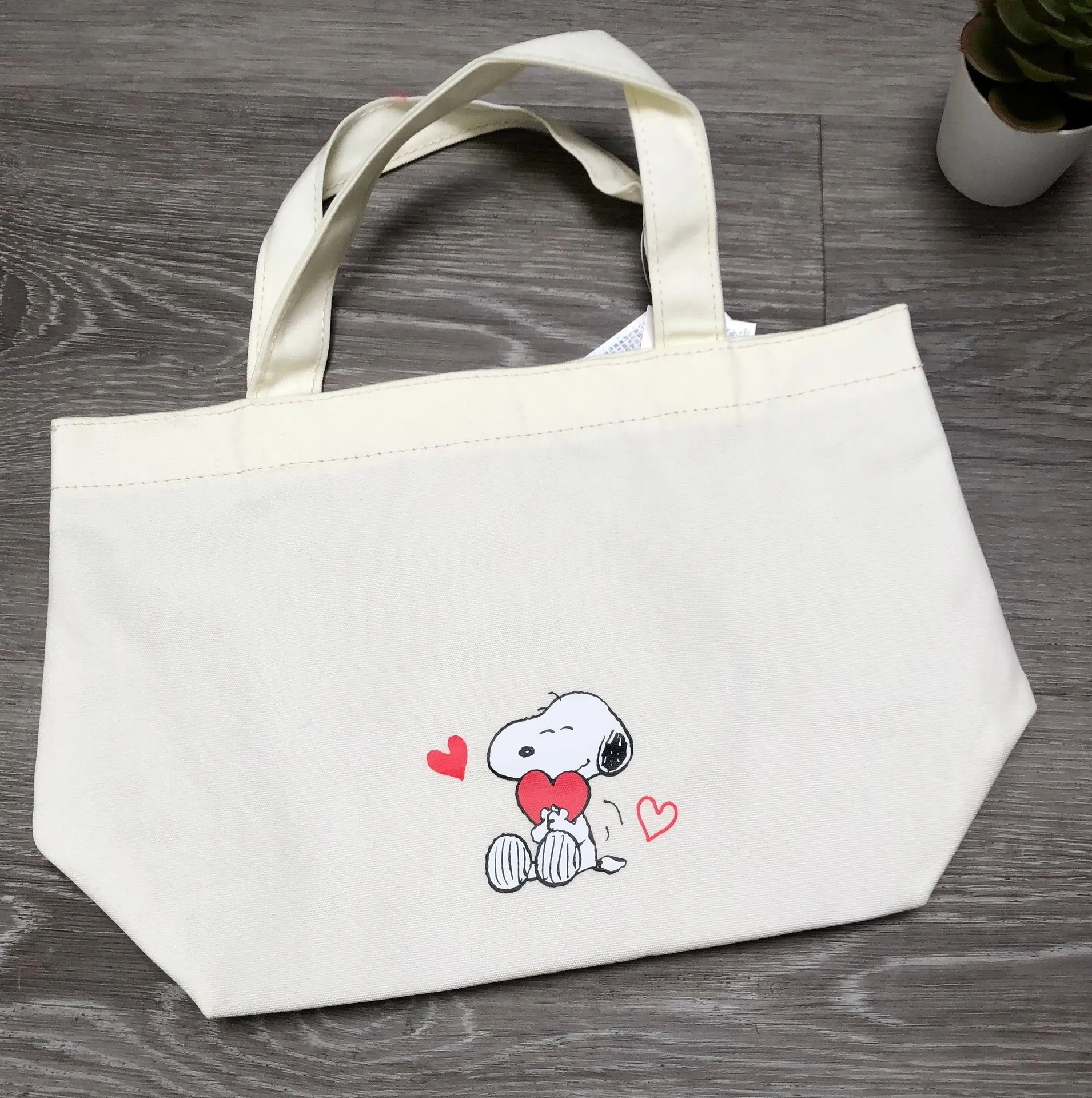 peanuts snoopy love heart canvas tote bag Multiple - Image 2