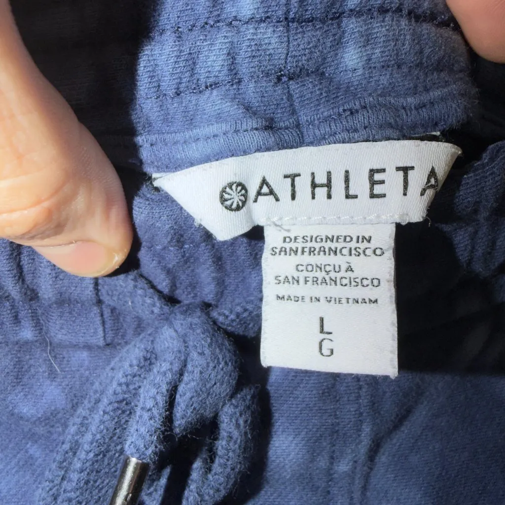 Athleta Size Large Farallon Shorts Blue Tie Dye Pull On Lounge Casual Summer - Image 4