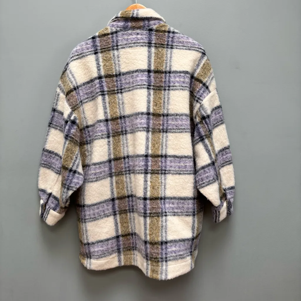 ZARA  Oversized Plaid Wool Blend Shacket S - Image 12