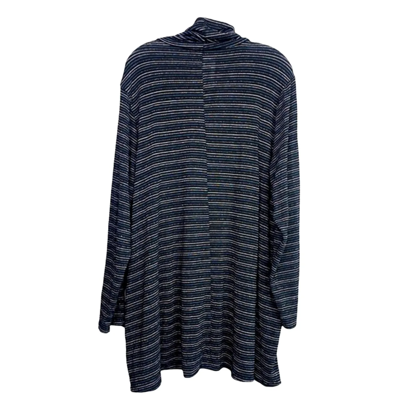 Lane Bryant Longsleeve Metallic Shimmery Stripes Turtleneck Top 2XL Black Silver - Image 4