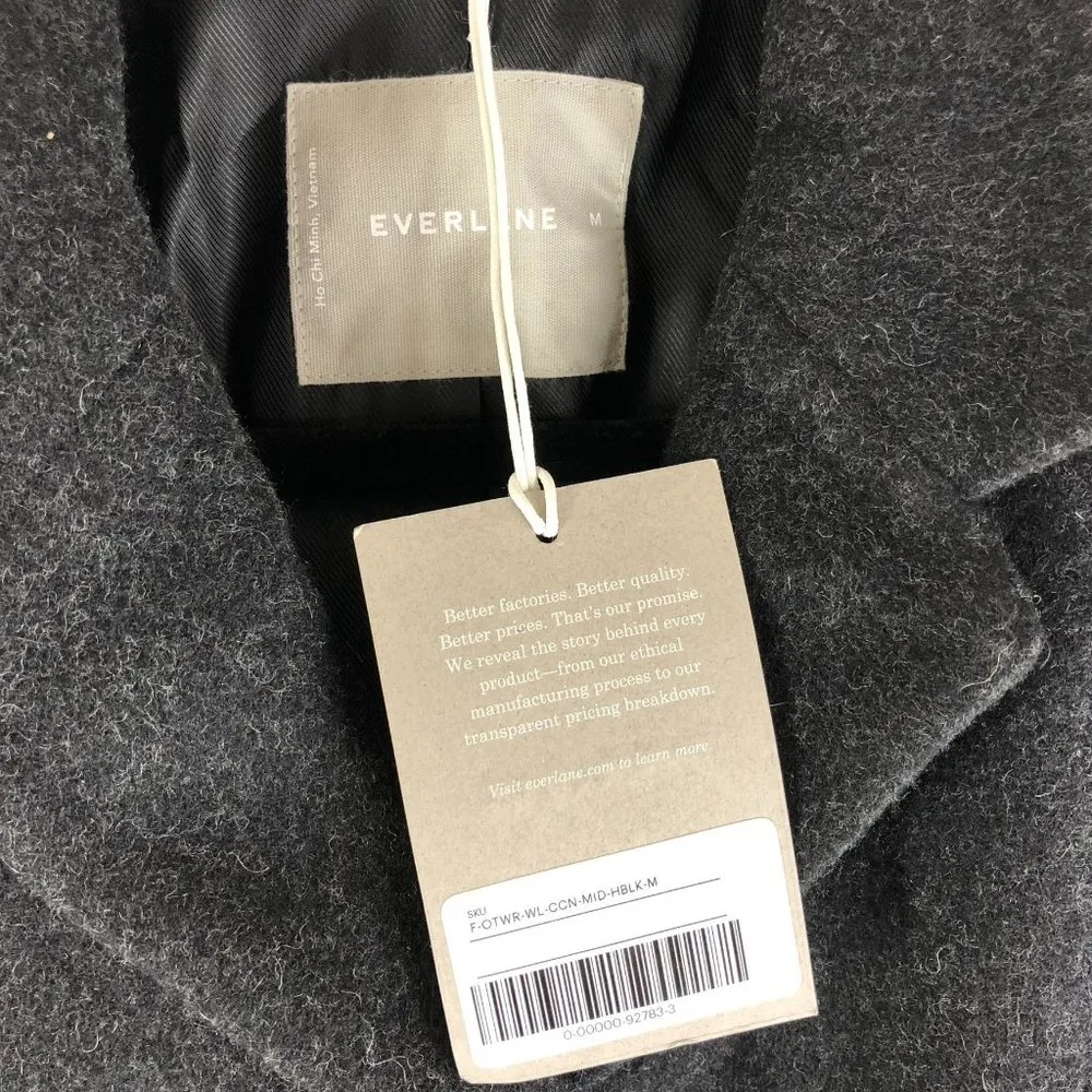 Everlane The Italian ReWool Cocoon Coat Pockets Button Front Gray M - Image 8