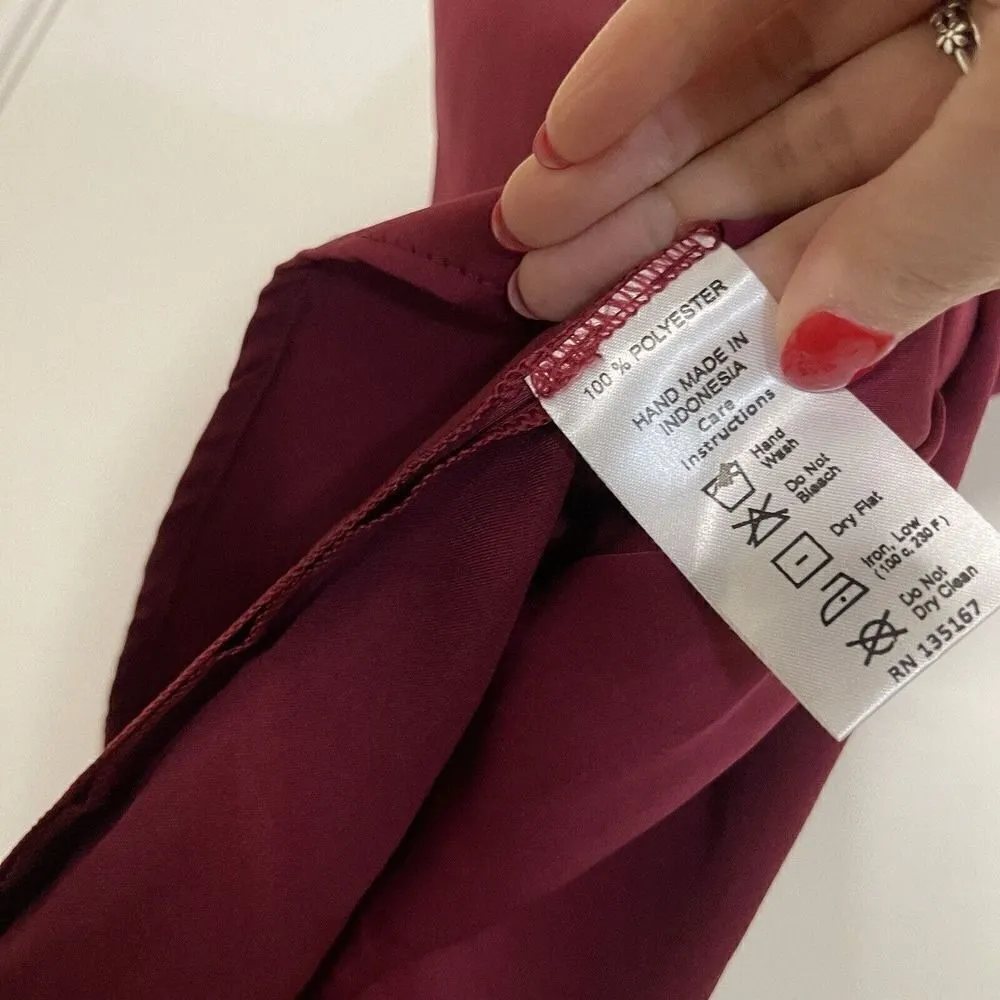 NEW! Motel Rocks roppan slip burgundy tie front mini slip dress size Large - Image 6