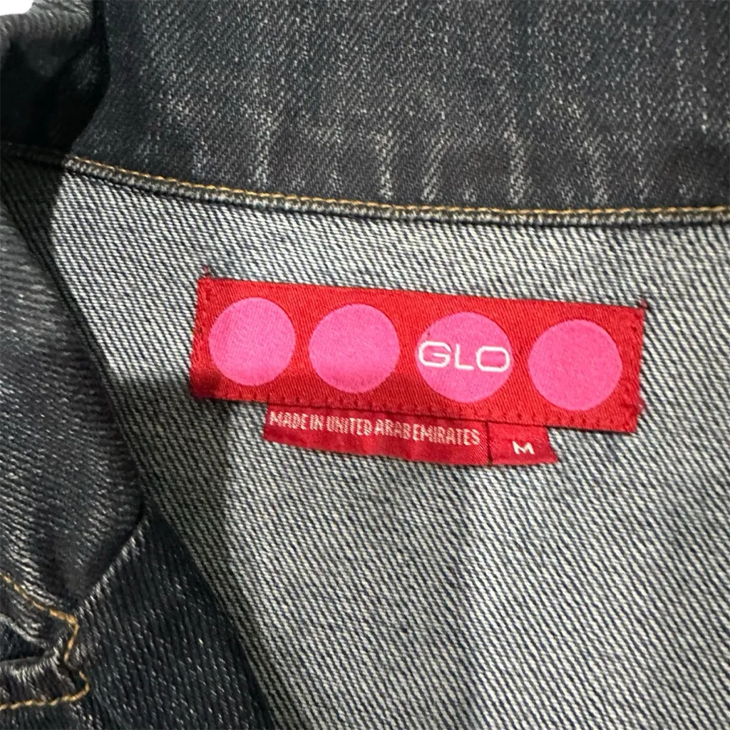 GLO Medium blue jean jacket stretchy blazer‎ thin coat pockets - Image 7