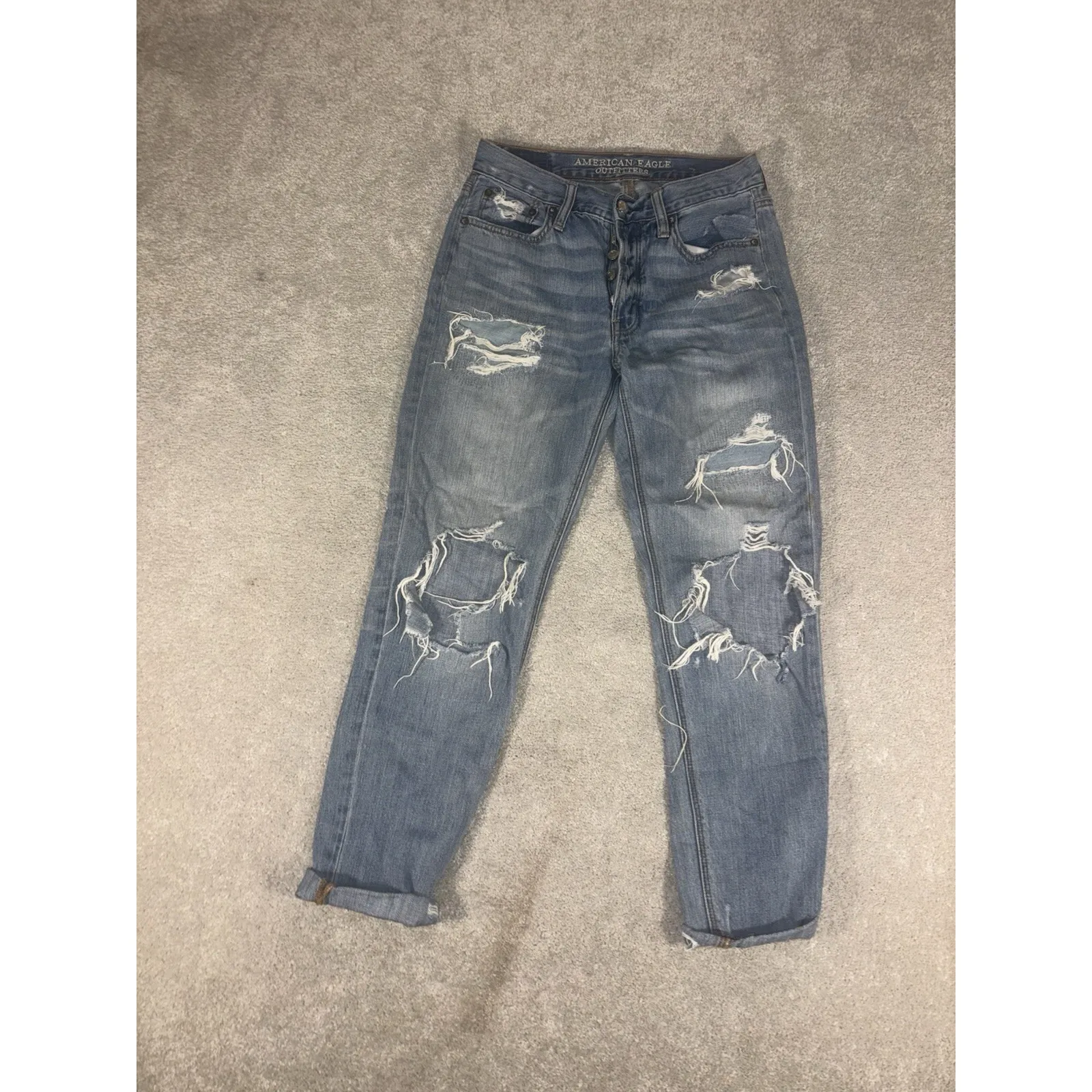womens american‎ eagle vintage high rise jeans slouchy jean size 2 distressed - Image 3