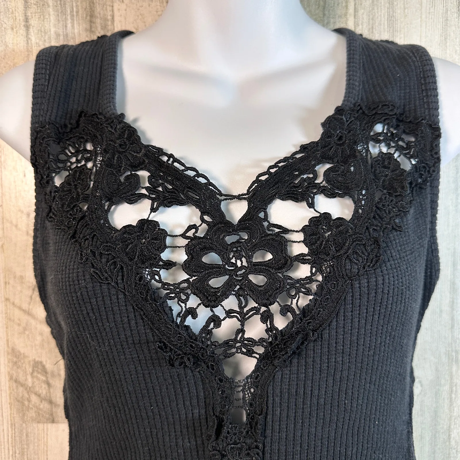 Free People Tank L | Lace Open Back Tank | New Romantics Whimsy Goth | MSRP $48 - Image 5