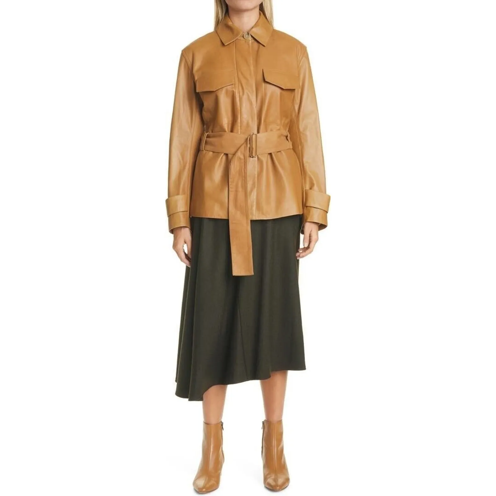 Vince‎ Asymmetric Seam Linen-Blend Skirt - Image 2