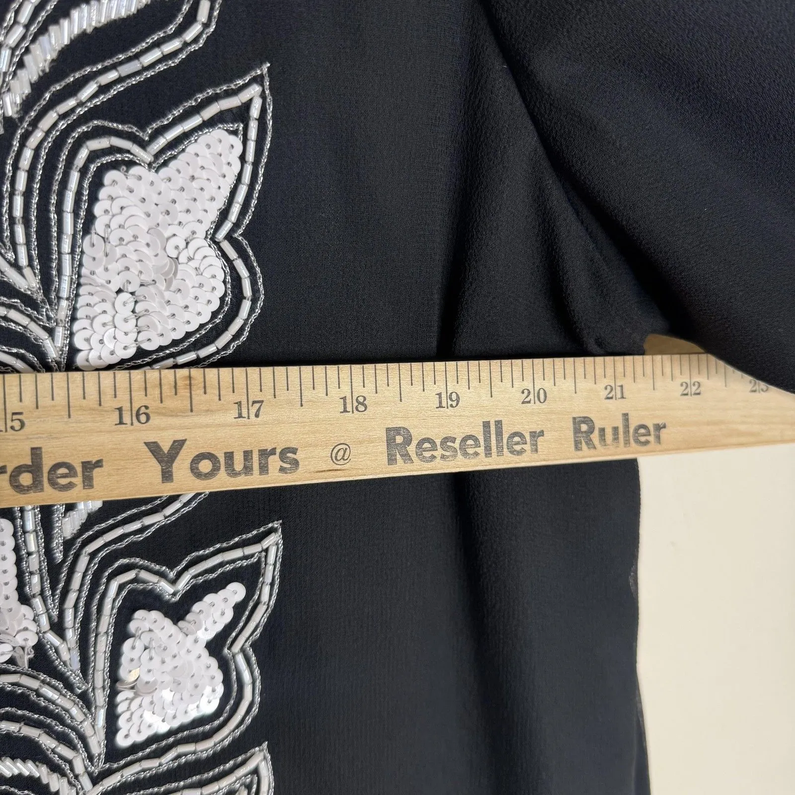 French Collizioni Jacket Womens Medium Beaded Sequin Embroidered India Black - Image 10