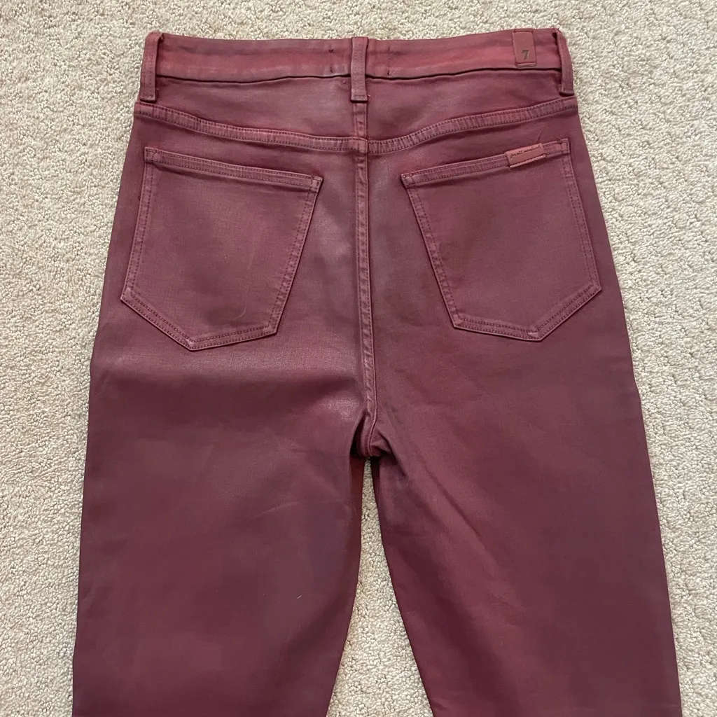 7 For All Mankind High Rise Coated Burgundy BootCut Jeans size 30 - Image 13