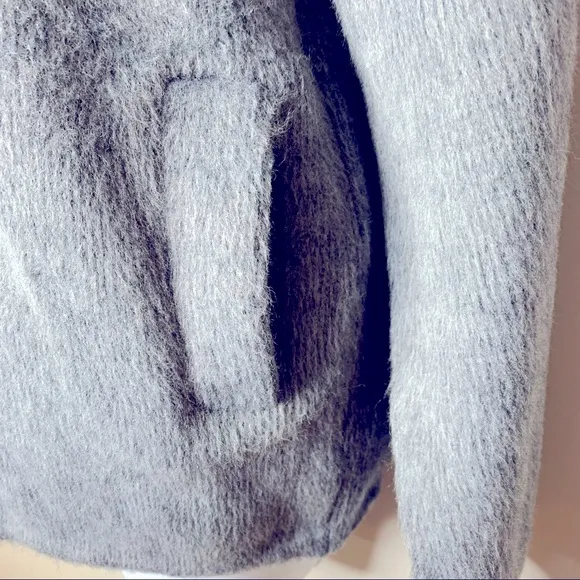 Grey Alpaca Fur Zip‎ Up Hooded Jacket Gray - Image 5