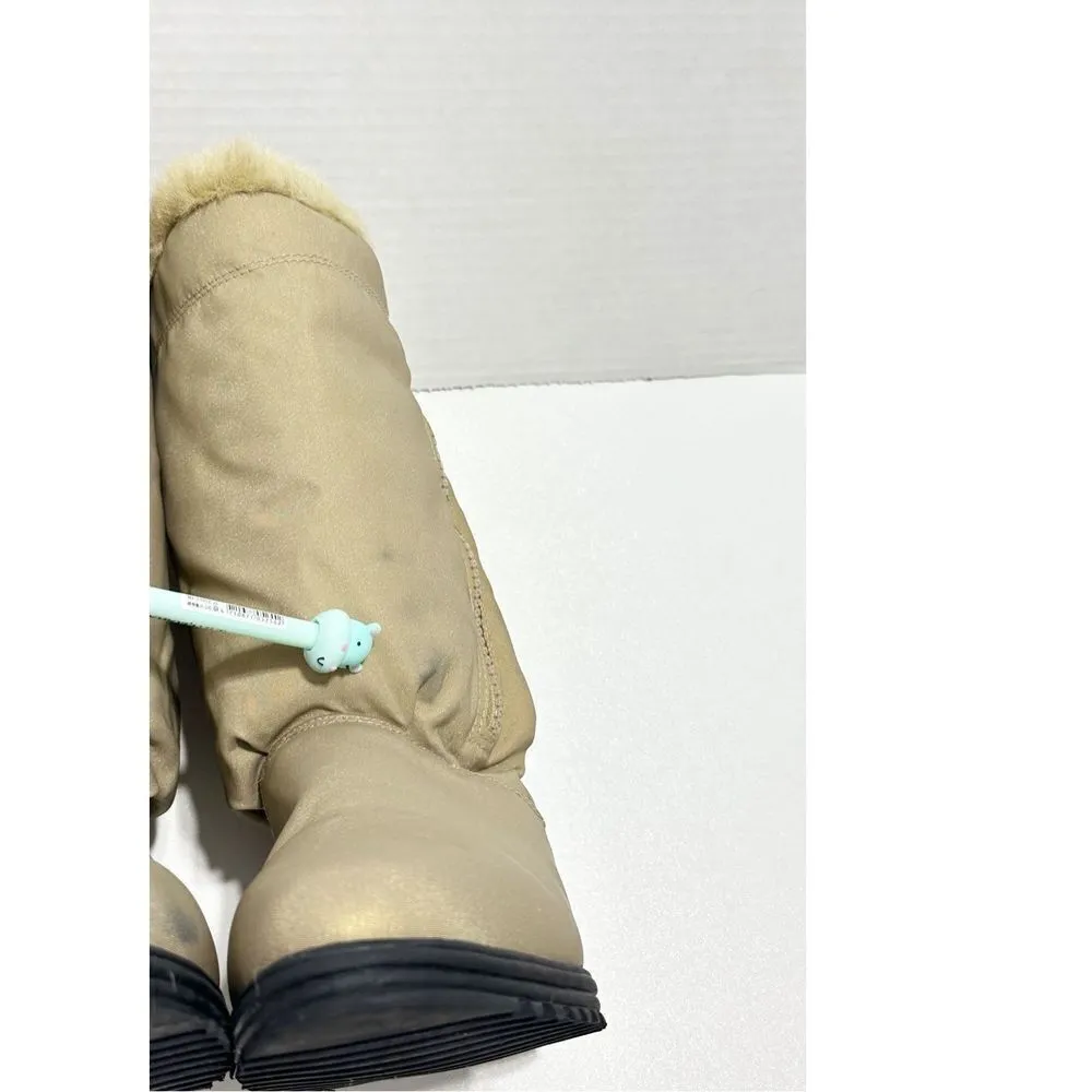 AJ Valenci Icicle Round Toe Mid Calf High Faux Fur Collar Zip Winter Boots Tan 7 - Image 15