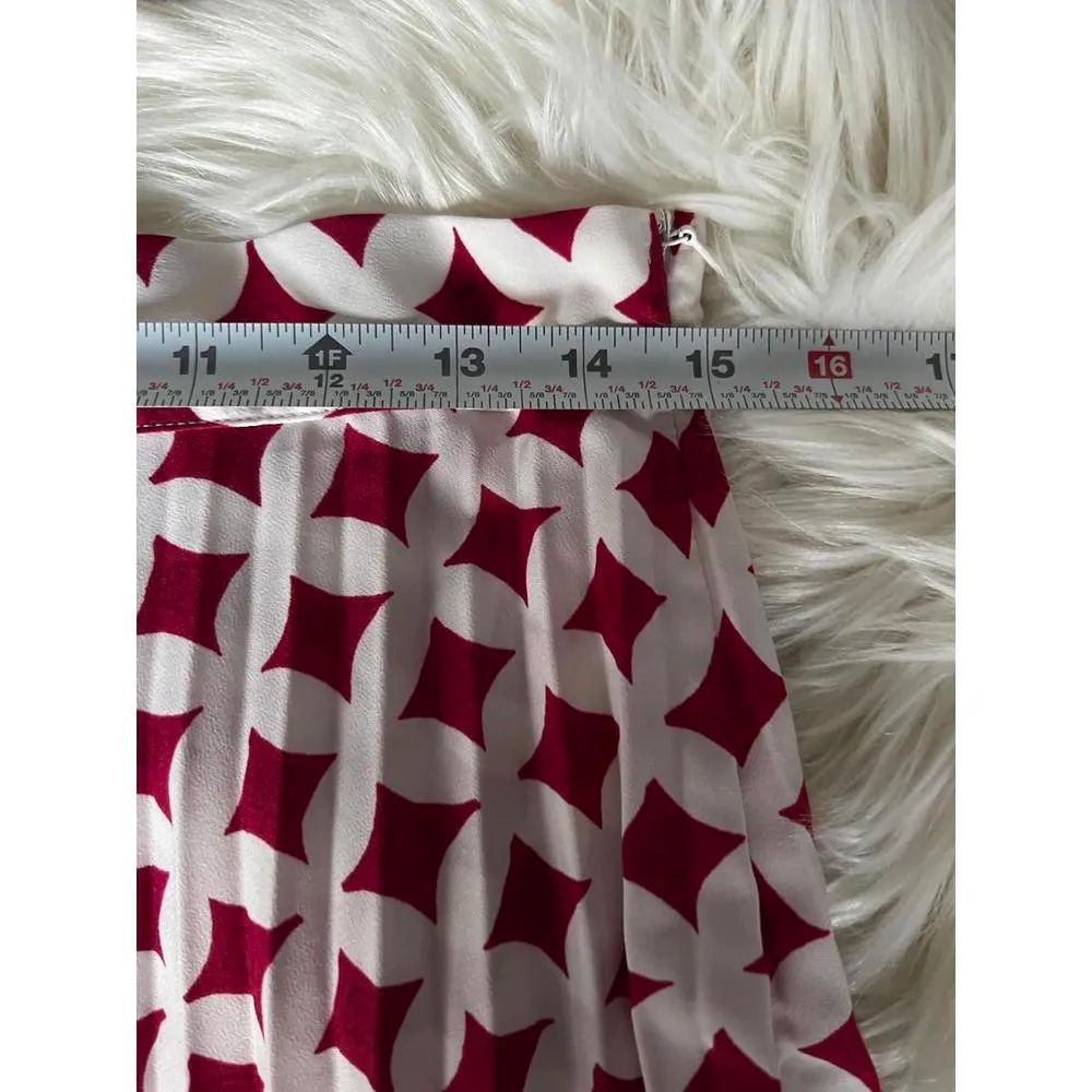 Stylish Zara Pleated Skirt - Red and White Pattern - Image 6