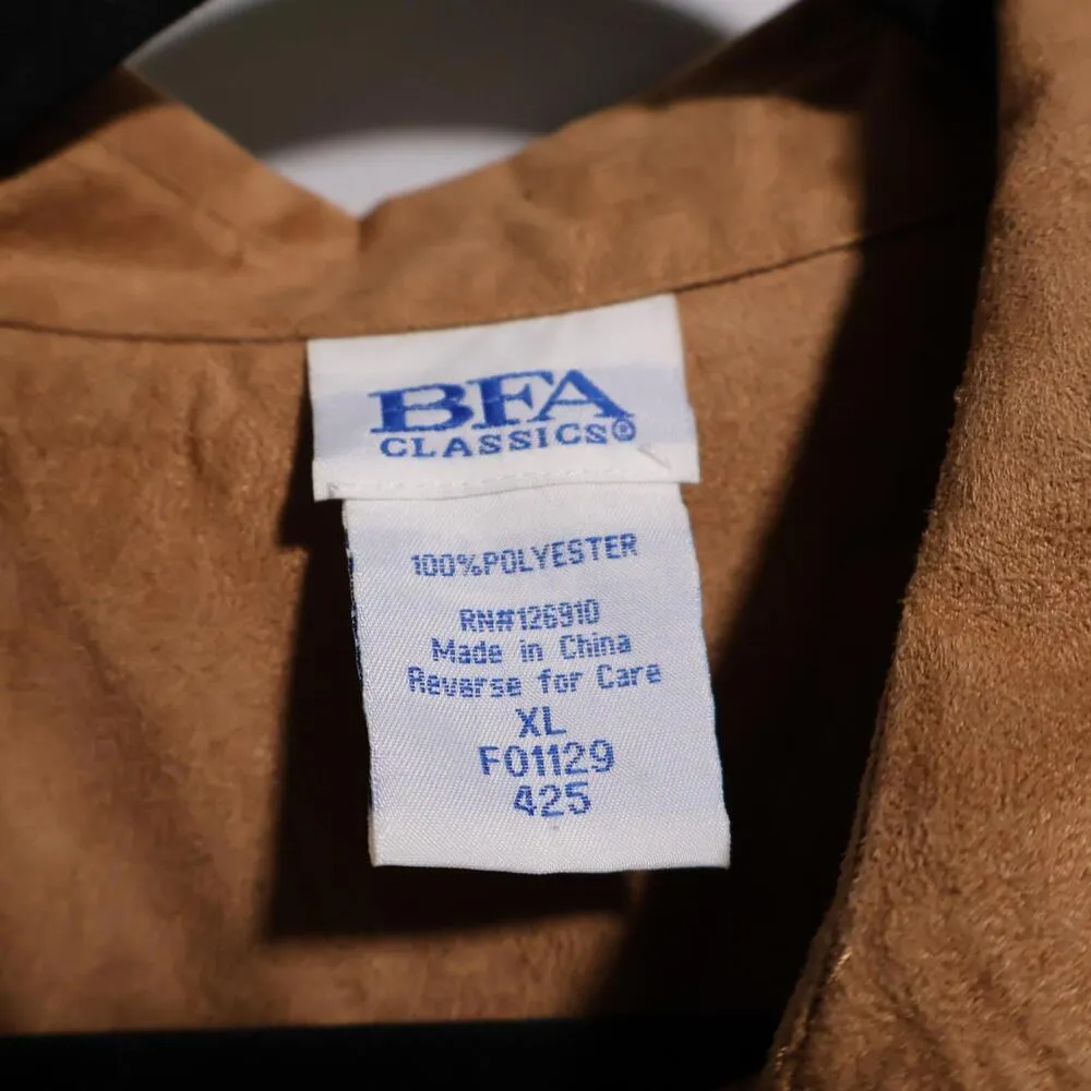 VTG Faux Suede Laser Cut Brown Button Up Western Top Shacket Rodeo‎ Cowgirl XL - Image 4