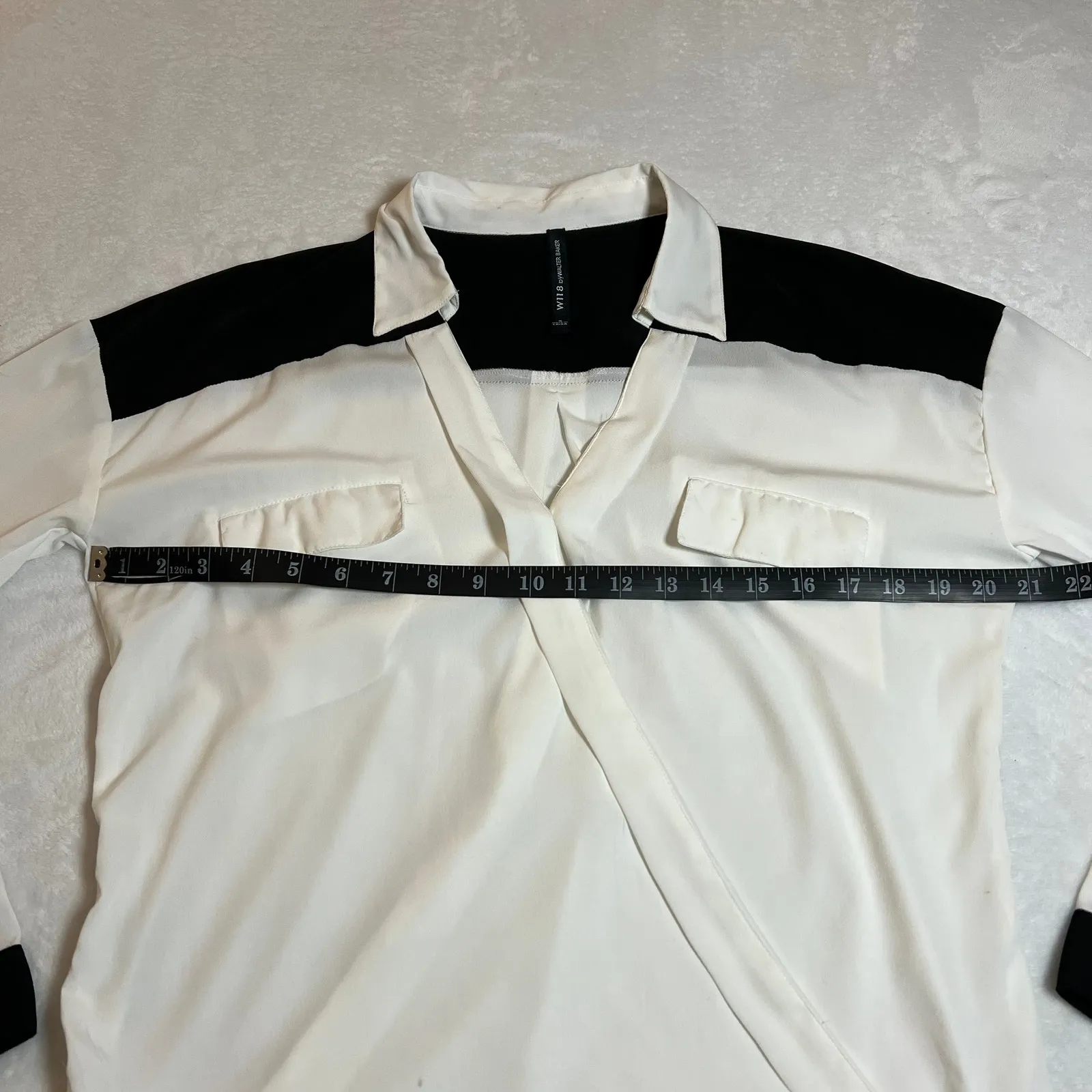 W118 by Walter Baker V-Neck Color Block Blouson Top Size S Minimalist Casual - Image 7