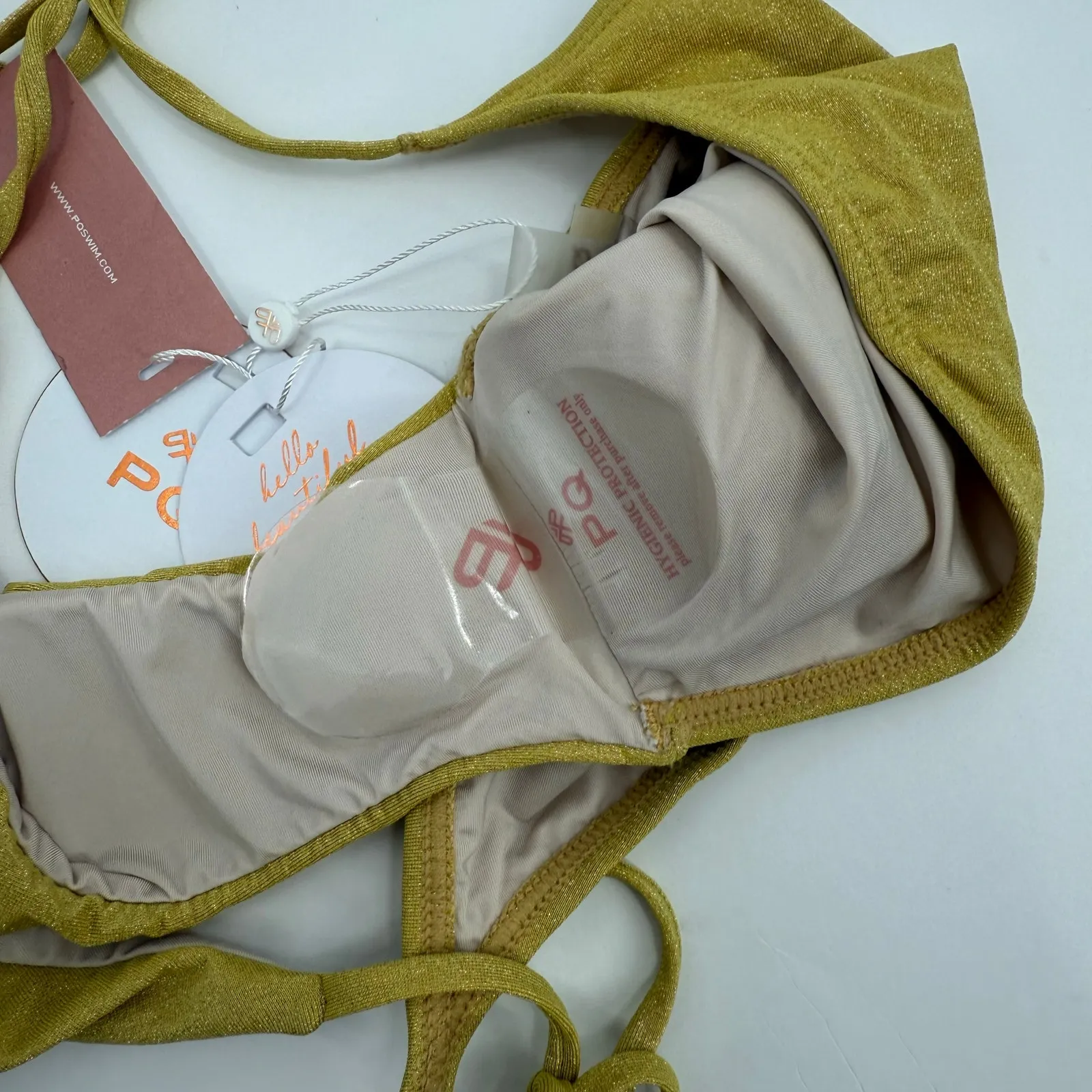 PQ SWIM PILYQ Bikini Bottoms Size Small Haven Tie Full String Swim NWT Shimmer Yellow - Image 11